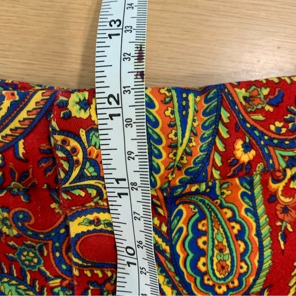Lauren Ralph Lauren Vibrant Red Paisley Ankle Pants Preppy Business Size 10 - Picture 10 of 11